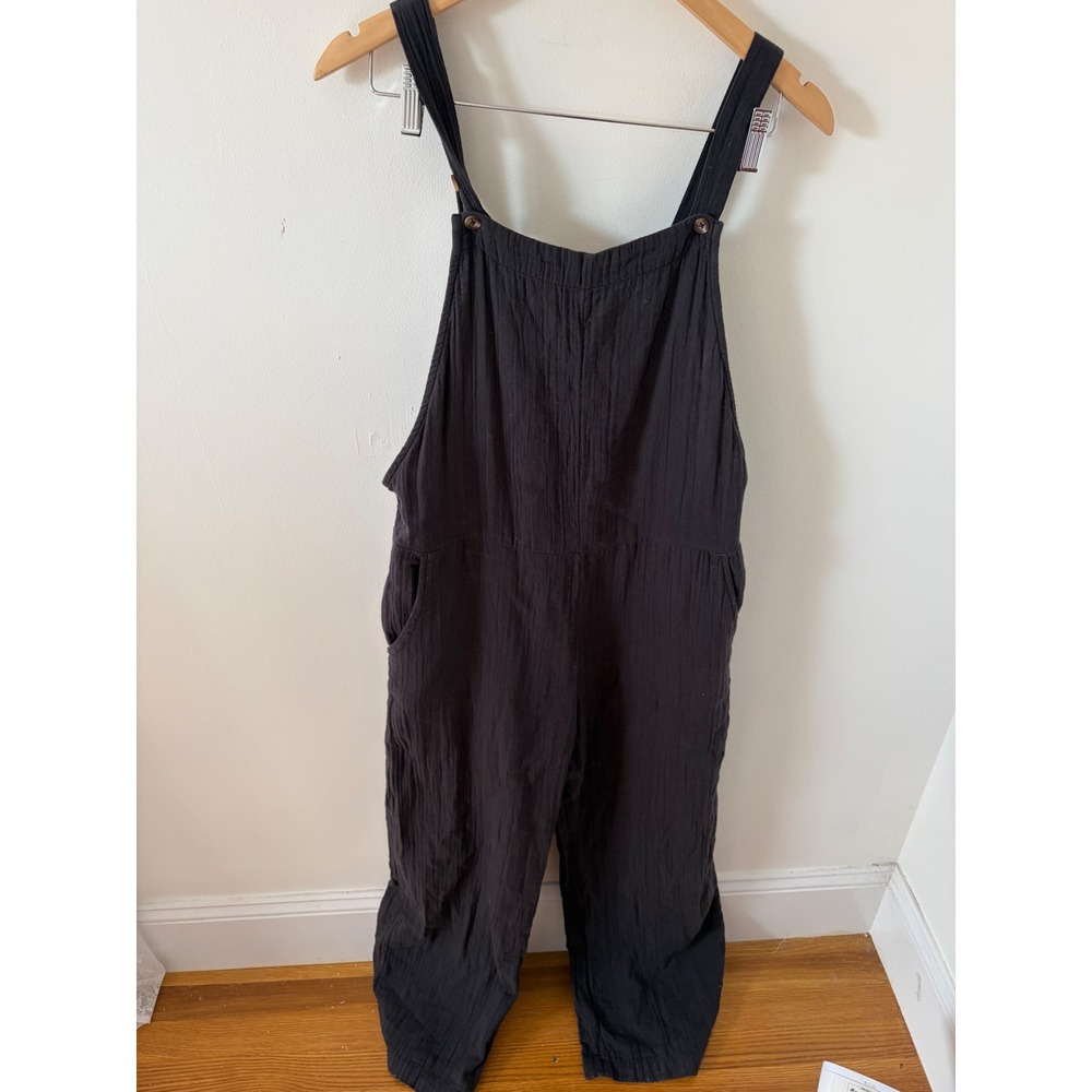 Roxy Black Cotton Gauze Overalls Relaxed Fit Jumpsuit ERJWD03433 Size Medium